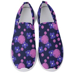 Pink And Blue Flowers Men s Slip On Sneakers by bloomingvinedesign