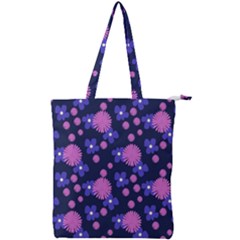 Pink And Blue Flowers Double Zip Up Tote Bag by bloomingvinedesign