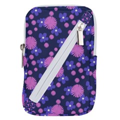 Pink And Blue Flowers Belt Pouch Bag (large) by bloomingvinedesign