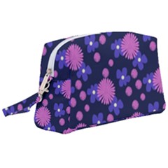 Pink And Blue Flowers Wristlet Pouch Bag (large) by bloomingvinedesign