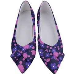 Pink And Blue Flowers Women s Bow Heels