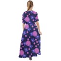 Pink and Blue Flowers Waist Tie Boho Maxi Dress View2