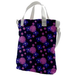 Pink And Blue Flowers Canvas Messenger Bag by bloomingvinedesign