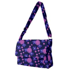 Pink And Blue Flowers Full Print Messenger Bag (l)