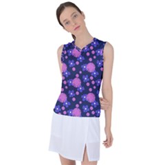 Pink And Blue Flowers Women s Sleeveless Sports Top