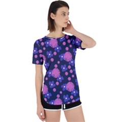 Pink And Blue Flowers Perpetual Short Sleeve T-shirt