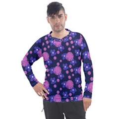 Pink And Blue Flowers Men s Pique Long Sleeve Tee