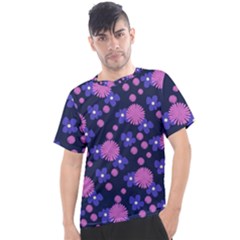 Pink And Blue Flowers Men s Sport Top