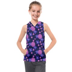 Pink And Blue Flowers Kids  Sleeveless Hoodie by bloomingvinedesign