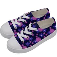 Pink And Blue Flowers Kids  Low Top Canvas Sneakers by bloomingvinedesign