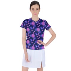 Pink And Blue Flowers Women s Sports Top