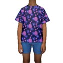 Pink and Blue Flowers Kids  Short Sleeve Swimwear View1