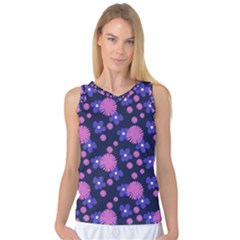 Pink And Blue Flowers Women s Basketball Tank Top by bloomingvinedesign