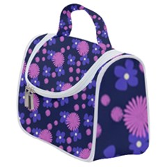 Pink And Blue Flowers Satchel Handbag by bloomingvinedesign