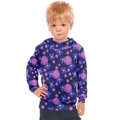 Pink And Blue Flowers Kids  Hooded Pullover by bloomingvinedesign