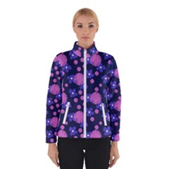 Pink And Blue Flowers Winter Jacket