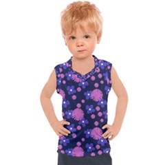 Pink And Blue Flowers Kids  Sport Tank Top