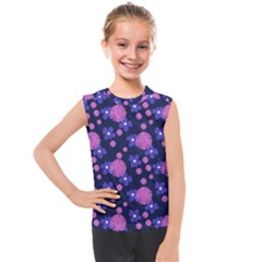 Pink And Blue Flowers Kids  Mesh Tank Top