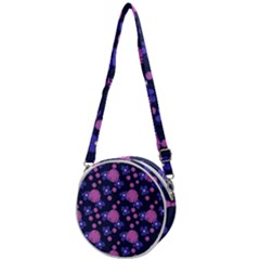 Pink And Blue Flowers Crossbody Circle Bag