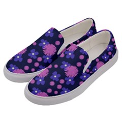 Pink And Blue Flowers Men s Canvas Slip Ons by bloomingvinedesign