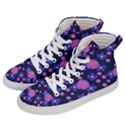 Pink and Blue Flowers Women s Hi-Top Skate Sneakers View2