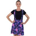 Pink and Blue Flowers Velvet Suspender Skater Skirt View1