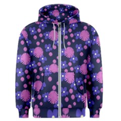 Pink And Blue Flowers Men s Zipper Hoodie by bloomingvinedesign