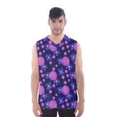 Pink And Blue Flowers Men s Basketball Tank Top