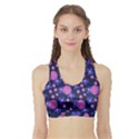 Pink and Blue Flowers Sports Bra with Border View1