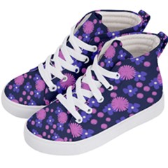 Pink And Blue Flowers Kids  Hi-top Skate Sneakers by bloomingvinedesign