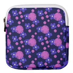 Pink And Blue Flowers Mini Square Pouch by bloomingvinedesign