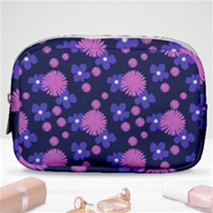 Pink And Blue Flowers Make Up Pouch (small) by bloomingvinedesign