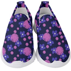 Pink And Blue Flowers Kids  Slip On Sneakers by bloomingvinedesign