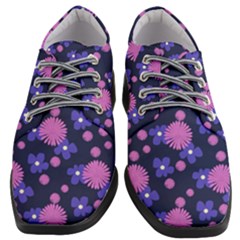 Pink And Blue Flowers Women Heeled Oxford Shoes by bloomingvinedesign