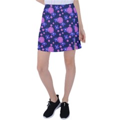 Pink And Blue Flowers Tennis Skirt