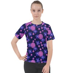 Pink And Blue Flowers Women s Sport Raglan Tee