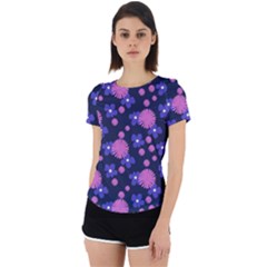 Pink And Blue Flowers Back Cut Out Sport Tee