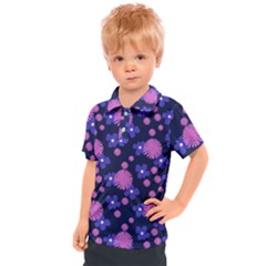 Pink And Blue Flowers Kids  Polo Tee