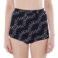 Black And White Geo Print High-waisted Bikini Bottoms by dflcprintsclothing