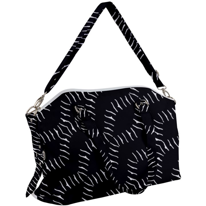 Black And White Geo Print Canvas Crossbody Bag