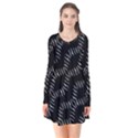 Black And White Geo Print Long Sleeve V-neck Flare Dress View1