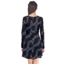 Black And White Geo Print Long Sleeve V-neck Flare Dress View2