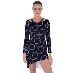 Black And White Geo Print Asymmetric Cut-out Shift Dress by dflcprintsclothing