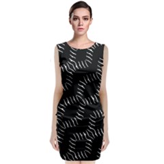 Black And White Geo Print Sleeveless Velvet Midi Dress by dflcprintsclothing