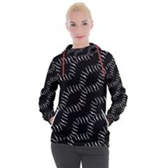 Black And White Geo Print Women s Hooded Pullover