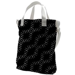 Black And White Geo Print Canvas Messenger Bag