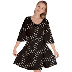 Black And White Geo Print Velour Kimono Dress by dflcprintsclothing