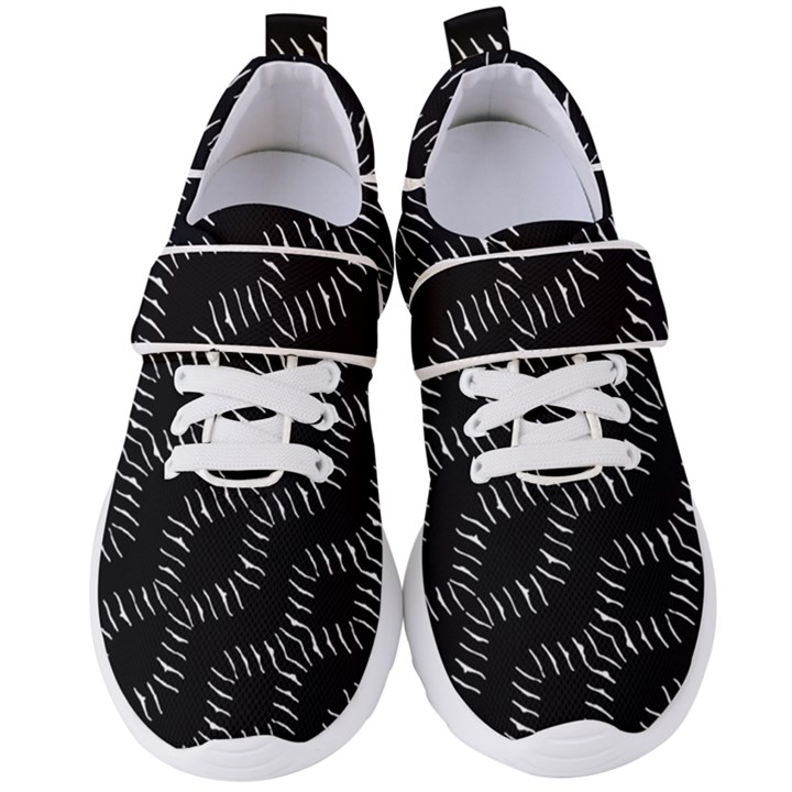 Black And White Geo Print Women s Velcro Strap Shoes