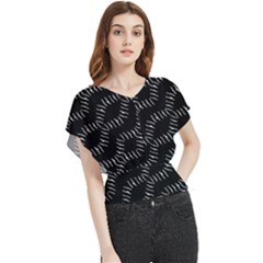 Black And White Geo Print Butterfly Chiffon Blouse