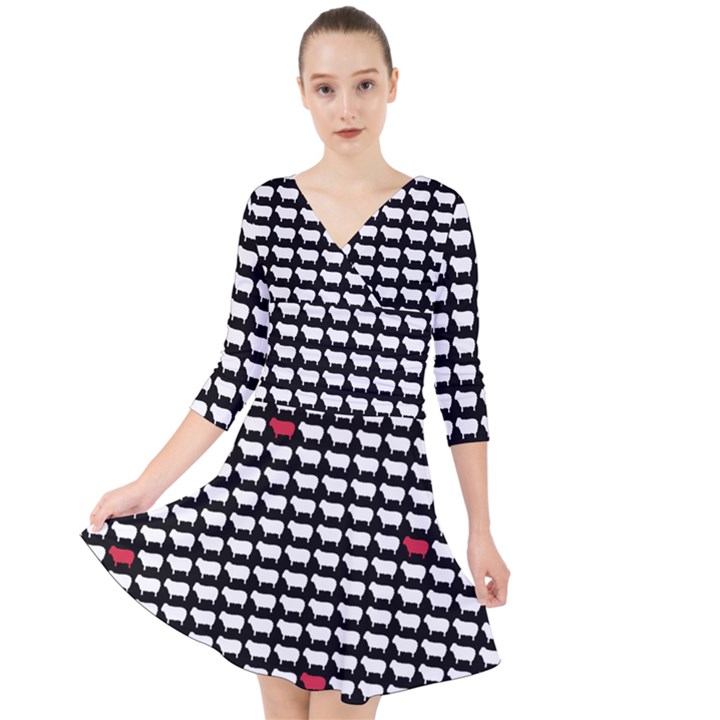 Herd Immunity Quarter Sleeve Front Wrap Dress